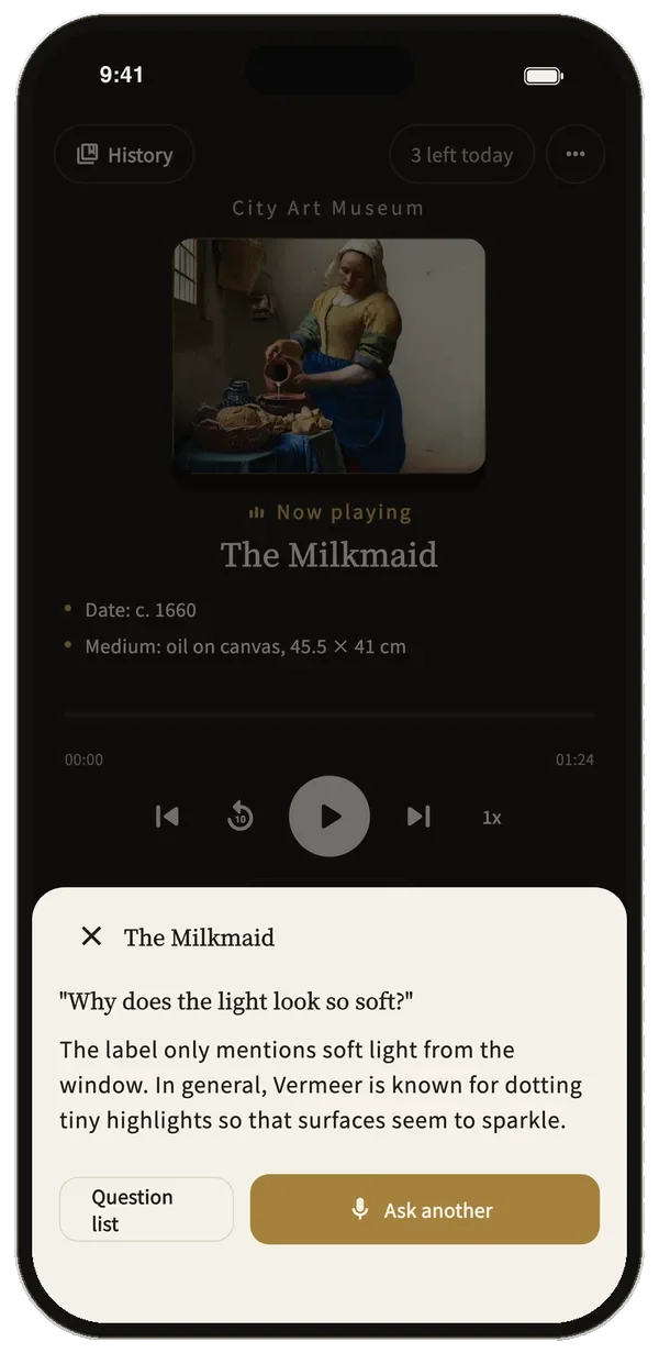 Asking a question by voice while listening