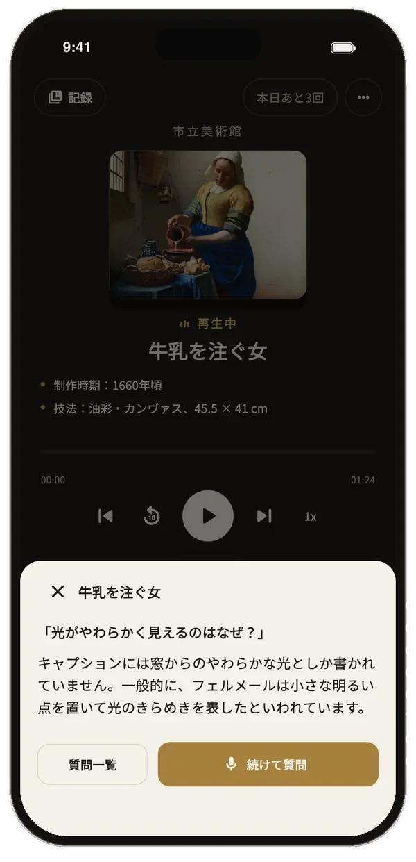 解説を聞きながら声で質問した画面